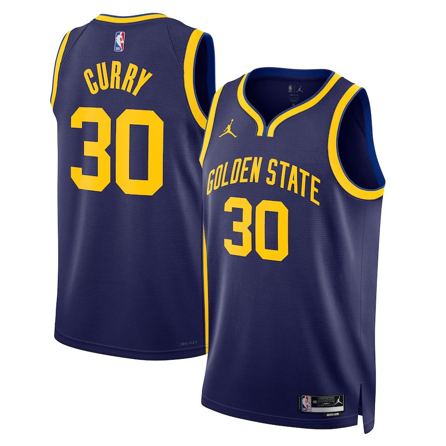 Men Golden State Warriors #30 Stephen Curry Jordan Brand Navy 2022-23 Statement Edition Swingman NBA Jersey